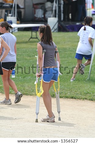Girl on crutches