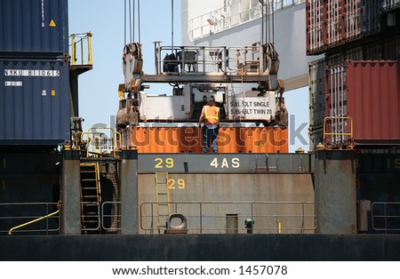 Unloading crates at the port