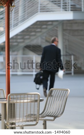 Business man going back to work after lunch