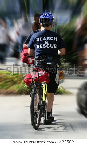 Search and rescue man on bike