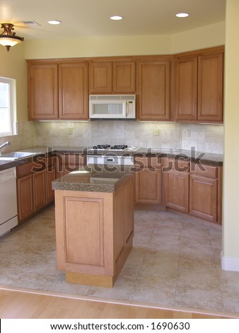 Empty kitchen in a new home interior