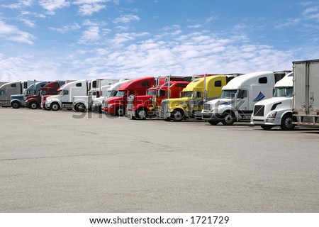 Semi trucks parked together