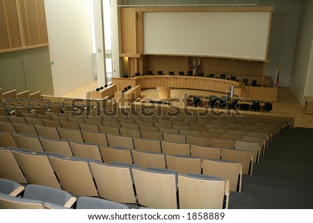 City council meeting room interior