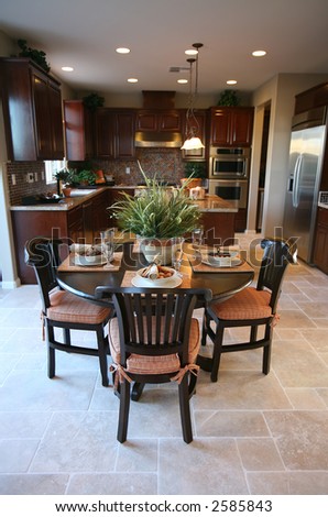 A beautiful kitchen interior inside an upscale home