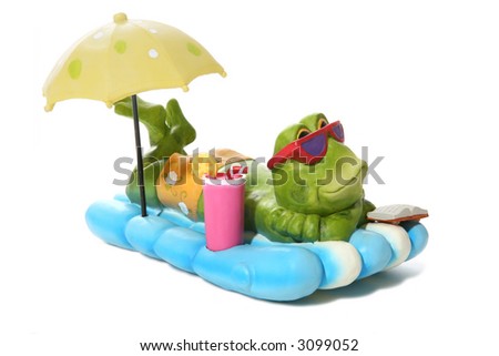 Funny Frog Pictures on Funny Frog Relaxing Under An Umbrella While On Vacation Stock Photo