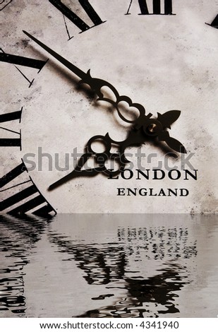 An old antique vintage grandfather clock in the water