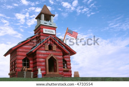 An old school house isolated over a white background