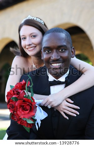 stock photo : An attractive man and woman wedding couple ready to be married