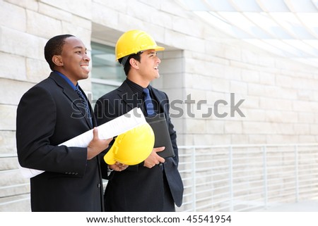 An attractive business team working construction on the building site