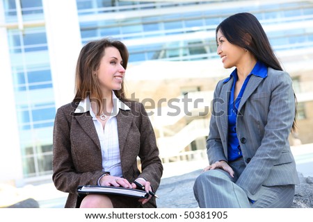A diverse business woman team at office building