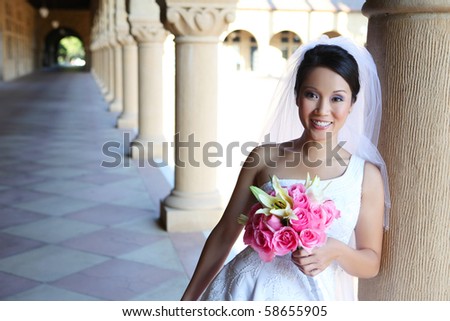 A beautiful asian woman bride on her wedding day (Natural Lighting)