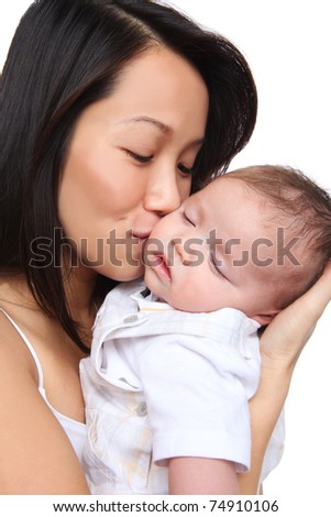 mother holding baby