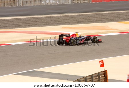 SHAKIR, BAHRAIN - APRIL 20: Sebastian Vettel of Red Bull Racing-Renault racing during Friday practice session in 2012 Formula 1 Gulf Air Bahrain Grand Prix on April 20, 2012 in Shakir, Bahrain