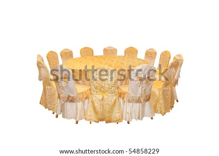stock photo Round table and chairs a seating arrangement to dine