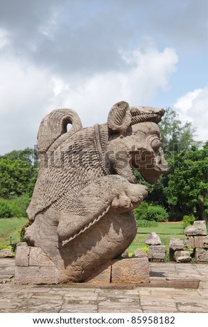 A beautiful lion sculpture, Sun temple Konark