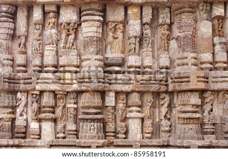 Fine stone work of various sculptures, Sun Temple Konark