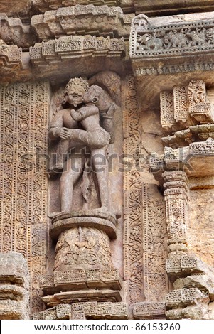 Beautiful sculpture of a couple at Sun temple Konark