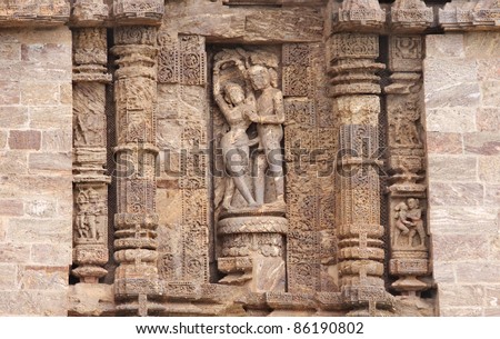 A loving couple sculpture at Sun Temple Konark