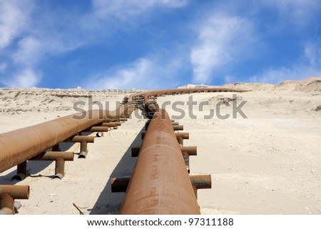 Oil pipeline in the desert of Bahrain