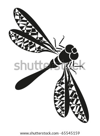 stock vector abstract tattoo insect dragonfly on white background
