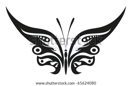 stock vector abstract tattoo a magic butterfly