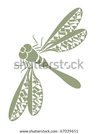stock vector : abstract tattoo - insect dragonfly on white background