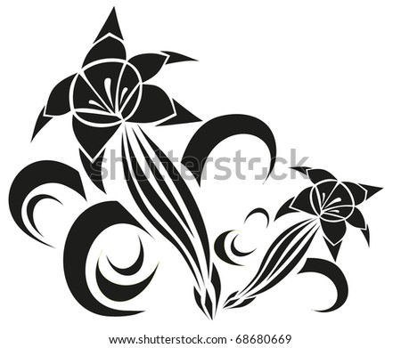 Flower Tattoo Background. stock vector : vector tattoo flower on ackground