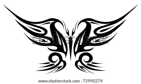 stock vector Vector illustration Tattoo black butterfly