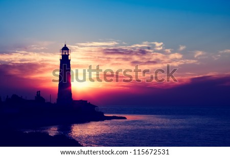 Lighthouse on sunset. Crimea, Ukraine