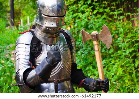knight in shining armor on a green background