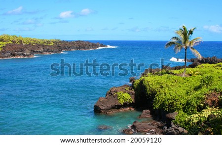 Tranquil ocean bay near Hana, Maui