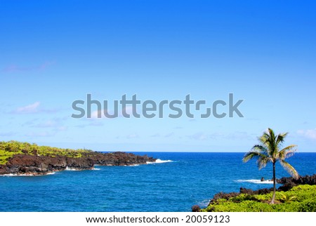 Tranquil ocean bay on windward side of Maui, Hawaii, near Hana
