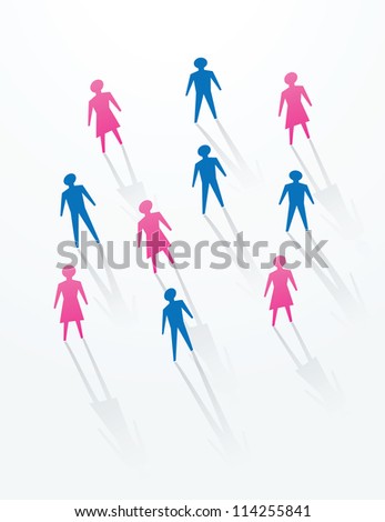 man and woman paper cutout people sihouettes, for social life in society.
