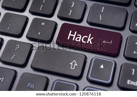 hack concepts of computer security, with a message on keyboard enter key.