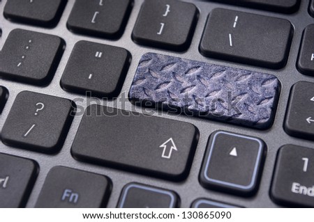 internet security concepts, with diamond plate textures on the enter key.