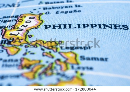 Philippines marker on map, asia countries.
