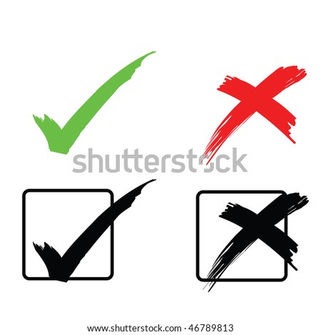 stock photo : tick and cross, hand drawn style. Save to a lightbox ▼