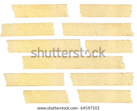 masking tape textures with varied length, isolated on white, set 1 of 2.