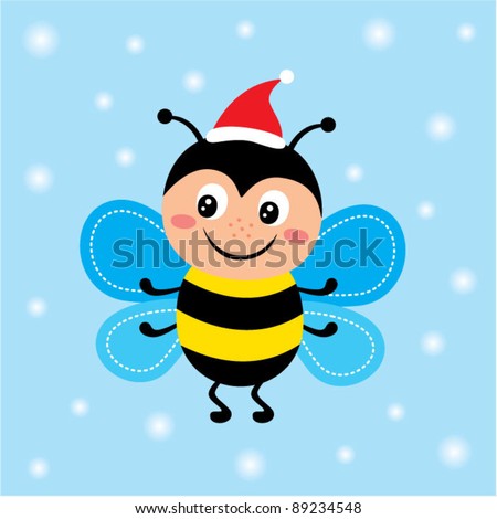 Merry Christmas Bee Stock Vector Illustration 89234548 : Shutterstock