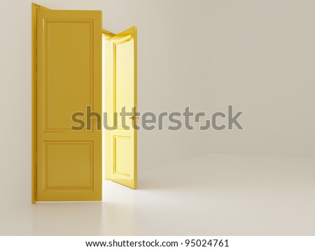 Interior with opening golden doors