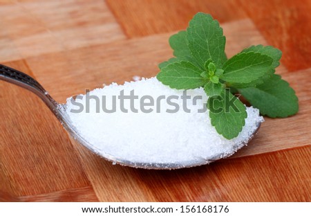 Stevia with spoonful of suger