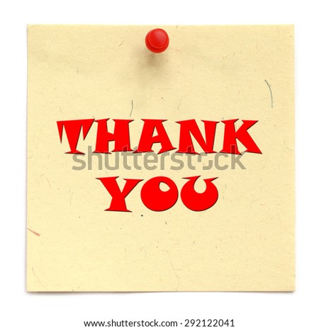 THANK YOU written in a notice over white background