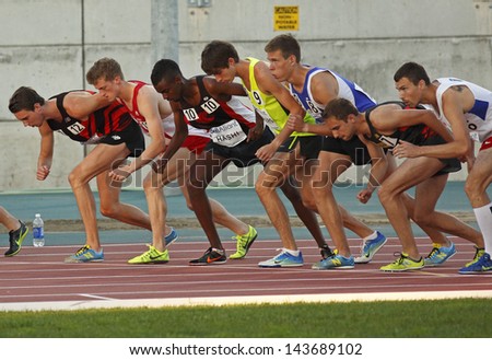 MONCTON, CANADA - June 22: Start of the 5,000-meter run at the Canadian Track & Field Championships June 22, 2013 in Moncton, Canada.