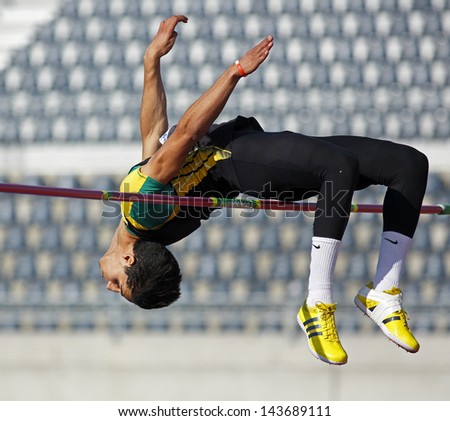 MONCTON, CANADA - June 22: High jumper Ali er-Rahab competes at the Canadian Track & Field Championships June 22, 2013 in Moncton, Canada.