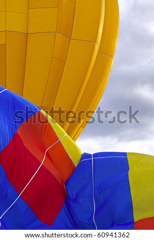 SUSSEX, CANADA - SEPTEMBER 12: Closeup of two hot air balloons at inflation at the 2010 Atlantic International Balloon Fiesta on September 12, 2010 in Sussex, Canada.