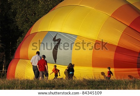 SUSSEX, CANADA - SEPTEMBER 8: At the end of an evening flight at the Atlantic International Balloon Fiesta on September 8, 2011 in Sussex, Canada.