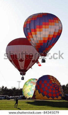 SUSSEX, CANADA - SEPTEMBER 8: Evening launch at the Atlantic International Balloon Fiesta on September 8, 2011 in Sussex, Canada.