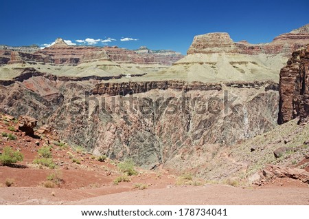 Colorful Grand Canyon scenery on South Kaibab trail, Arizona, USA