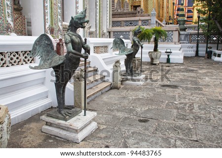 demon statue in wat phra kaew, bangkok, thailand