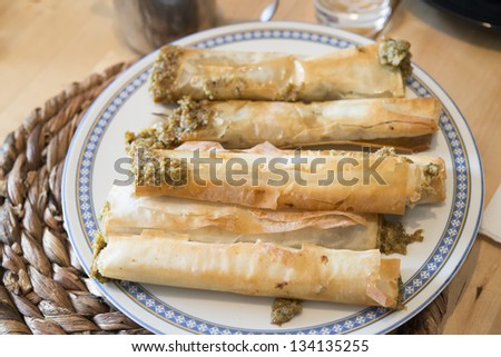 Some Fried Chinese Traditional Spring rolls food